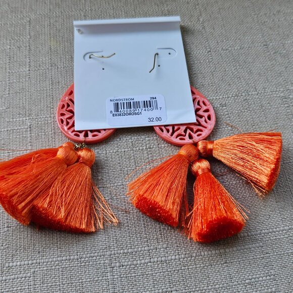 Panacea Girls Earrings Fashion Orange Tassel Long Drop Down Ear Jewelry New $32 - Picture 11 of 12